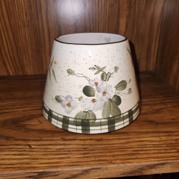 Home Interiors Candle Jar Topper Lampshade Flowers Butterfly Ceramic Spring - Picture 3 of 6